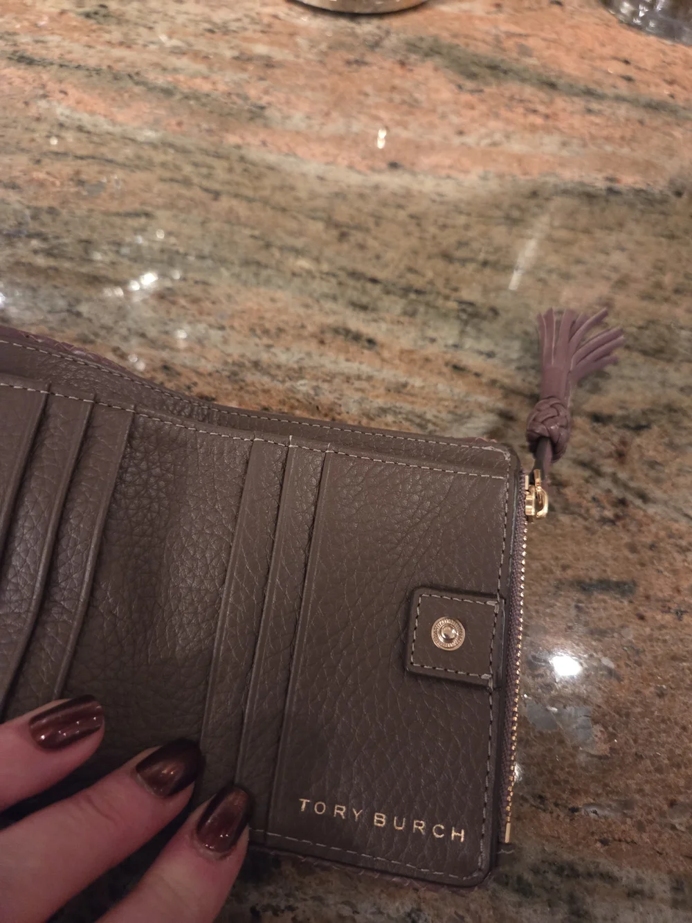Tory Burch Tan Leather Mini Crossbody Bag with Tassel And Brown Wallett - Picture 7 of 10